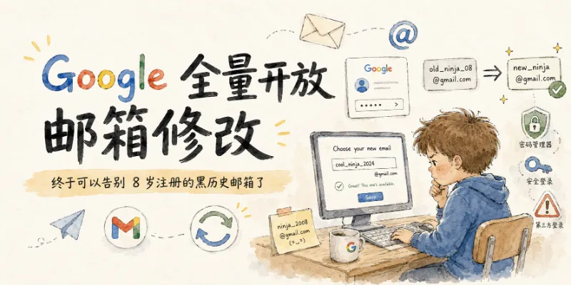 Google 全量开放 Gmail 用户名修改：终于可以告别 8 岁注册的黑历史邮箱了